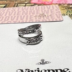 Vivienne westwood double belt sliver ring women size 6.5